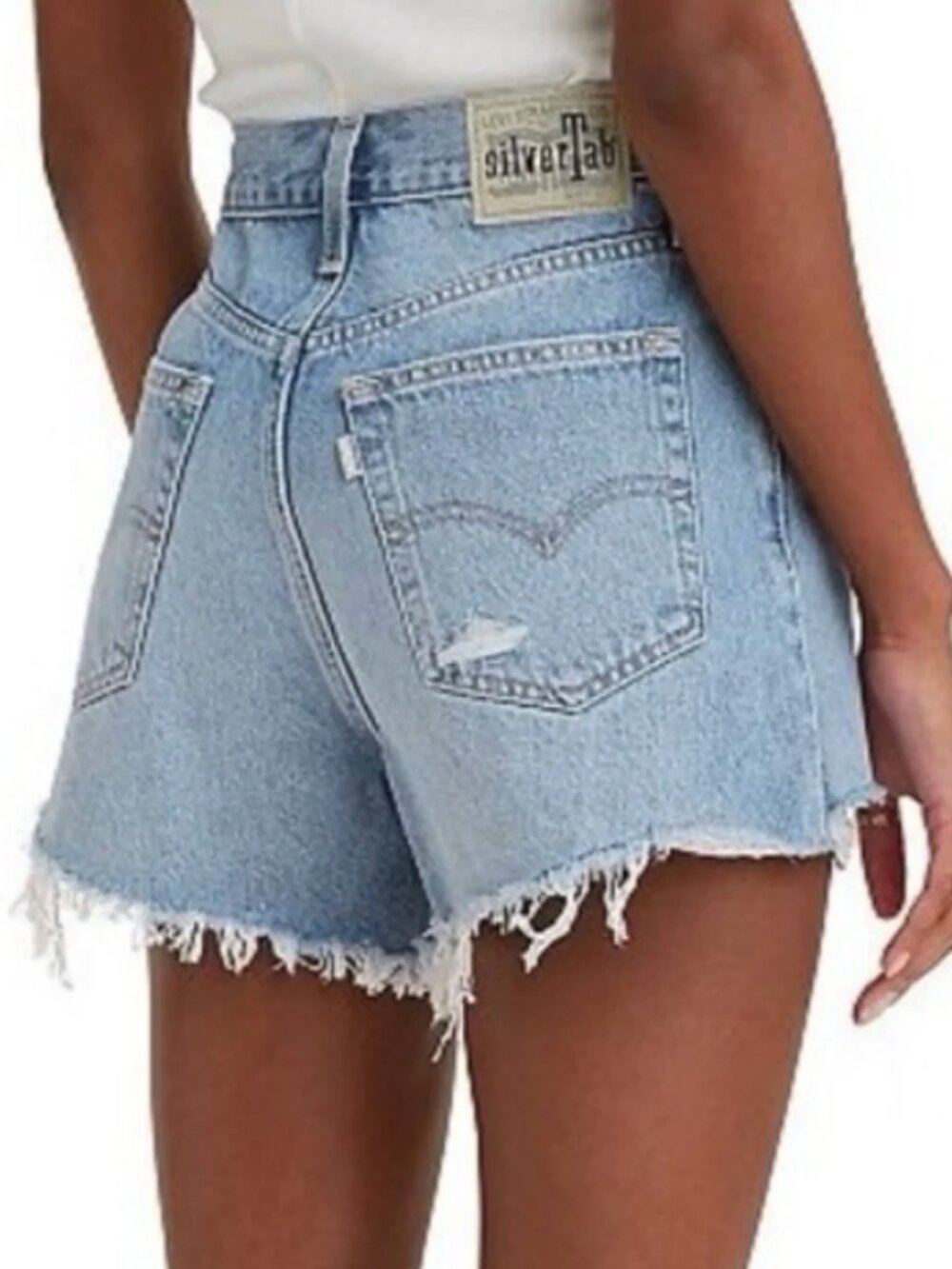 Levi's SilverTab Mom Shorts Distressed High Rise Frayed Hem Jean Shorts Size 28